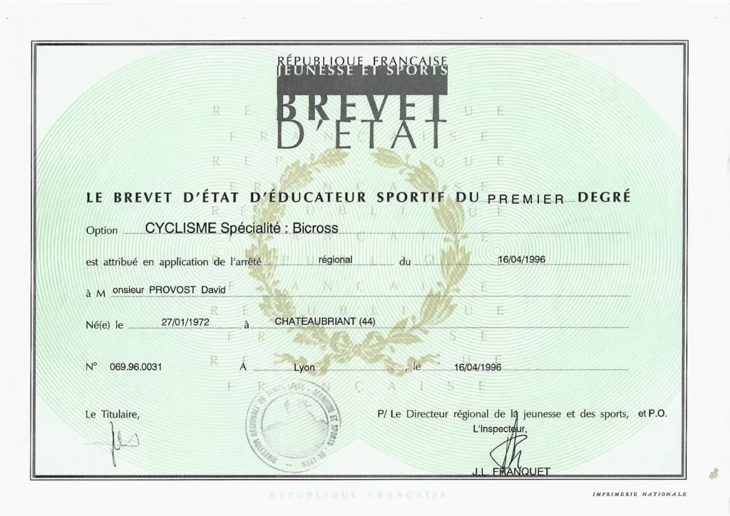 diplôme brevet d'état BEES