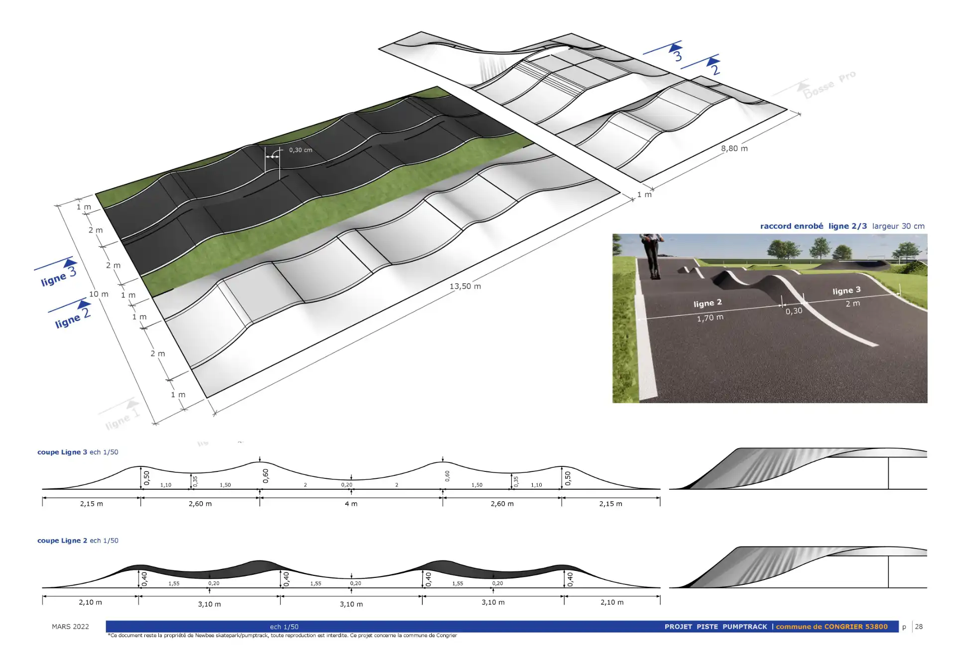 dessin technique conception pump track newbee