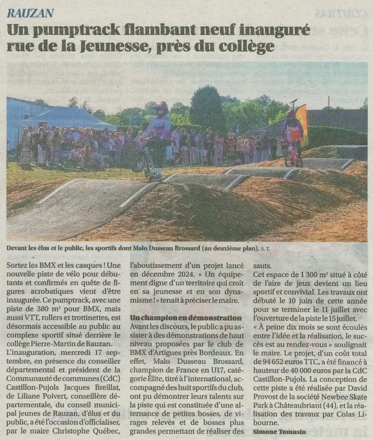 sud ouest inauguration pumptrack rauzan